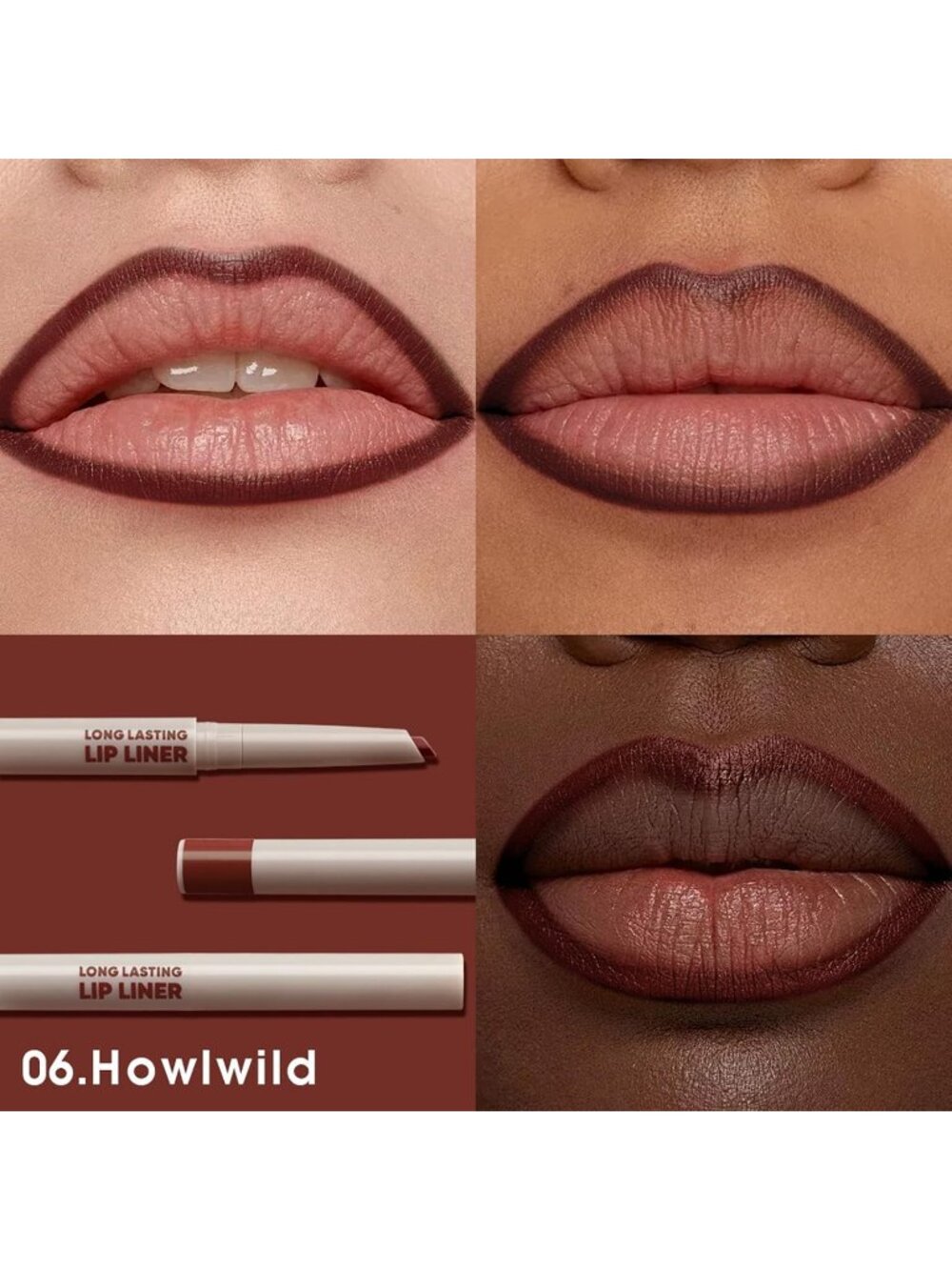 Women G06# Reddish Brown 2-in-1 Sculpting & Filling Long-lasting Lipliner Pencil - Picture 2 of 7